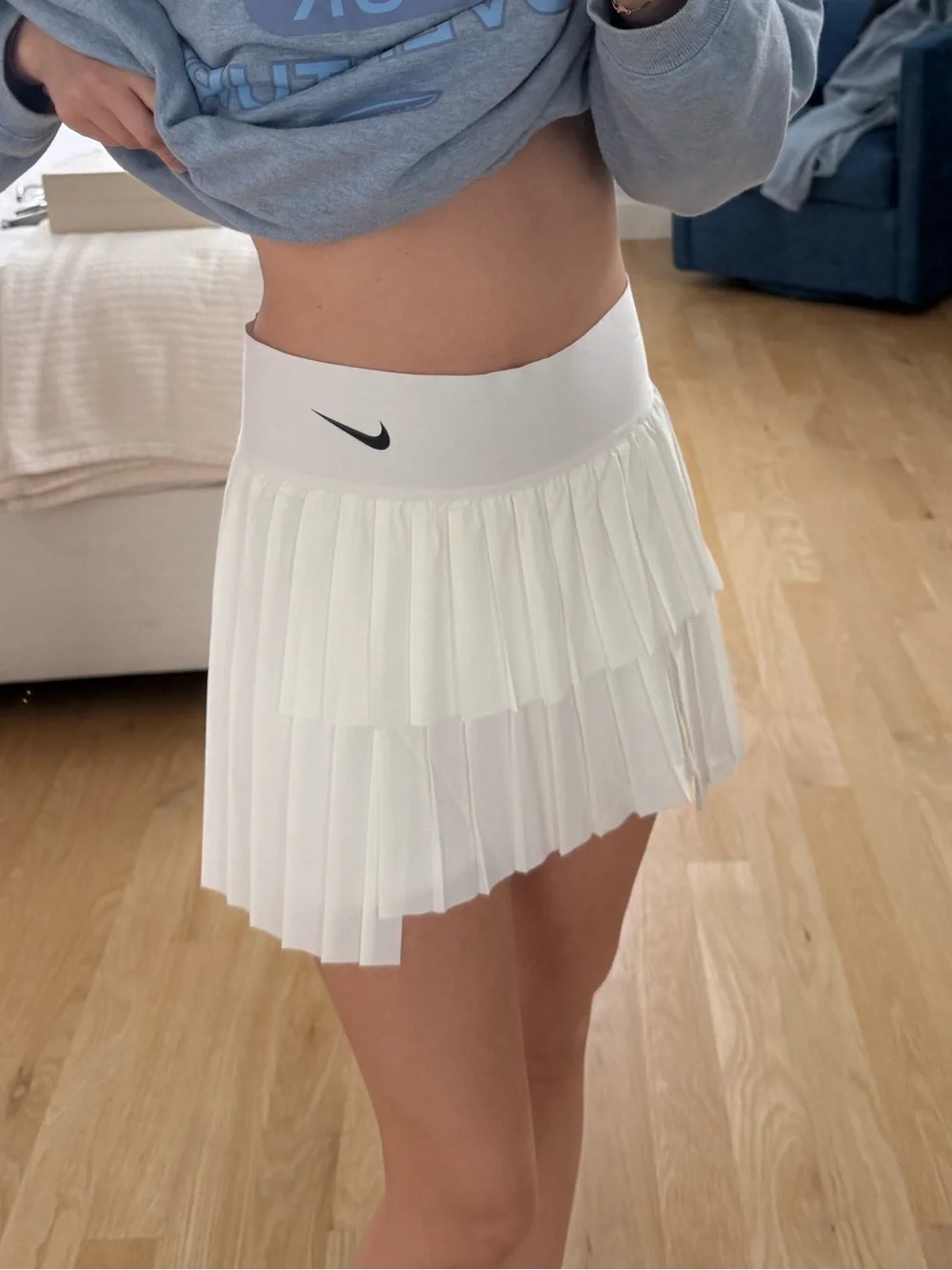 Nike White Layered Pleated Tennis Skort